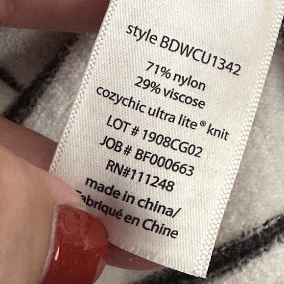 Barefoot Dreams Cozychic Ultra Lite Striped Sweater S Short Sleeve Tie Waist Top - Picture 6 of 10